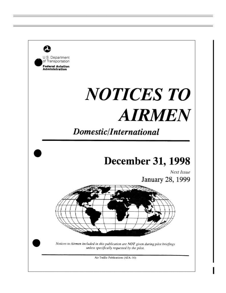 NOTAM emitido para aviadores e todos operadores da aviação no mundo